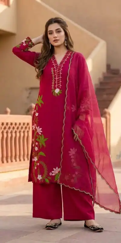 ST 249 Red Roman Silk Salwar Suit with Sequins Work & Embroidery Work. Available at ₹2099 only. Delivery 4-6 Working Days. Shop now. | Jump Suits, Salwar suit, Designer Suits, Casual Suits, Creative suits, Palazzo Suits, Party Wear Suits, Patiala Suits, Straight Suits