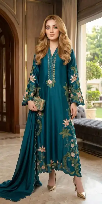 ST 249 Teal Roman Silk Salwar Suit with Sequins Work & Embroidery Work. Available at ₹2099 only. Delivery 4-6 Working Days. Shop now. | Jump Suits, Salwar suit, Designer Suits, Casual Suits, Creative suits, Palazzo Suits, Party Wear Suits, Patiala Suits, Straight Suits