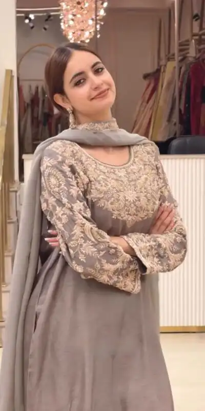 AD 242 Grey Color Chinon Silk Salwar Suit with Embroidery Work. Online Get it for ₹2249. Delivery 4-6 Working Days. Shop now. | Jump Suits, Salwar suit, Designer Suits, Casual Suits, Creative suits, Palazzo Suits, Party Wear Suits, Patiala Suits, Straight Suits