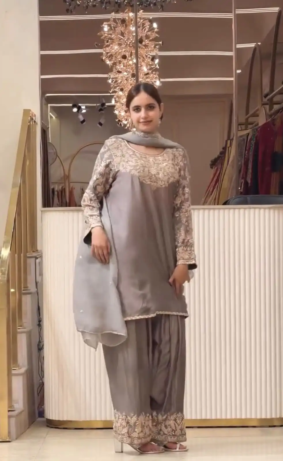 AD 242 Grey Color Chinon Silk Salwar Suit with Embroidery Work. Online Get it for ₹2249. Delivery 4-6 Working Days. Shop now. | Jump Suits, Salwar suit, Designer Suits, Casual Suits, Creative suits, Palazzo Suits, Party Wear Suits, Patiala Suits, Straight Suits