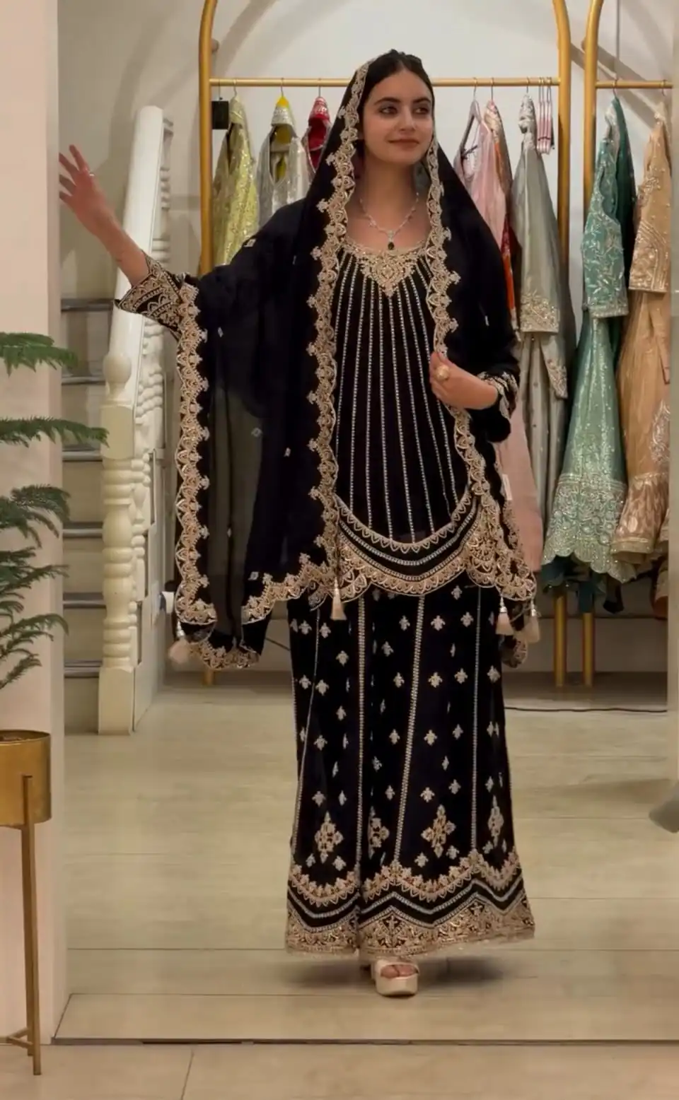 VLM 331 Black Faux Georgette Salwar Suit erfect for Wedding, Party, Mehendi, Pongal, Reception – . Available at ₹2449 only. Delivery 4-6 Working Days | Jump Suits, Salwar suit, Designer Suits, Casual Suits, Creative suits, Palazzo Suits, Party Wear Suits, Patiala Suits, Straight Suits