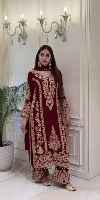 SRK 5365 Maroon Faux Georgette Salwar Suit erfect for Wedding, Party, Mehendi, Pongal, Reception – . Available at ₹2449 only. Delivery 4-6 Working Days | Jump Suits, Salwar suit, Designer Suits, Casual Suits, Creative suits, Palazzo Suits, Party Wear Suits, Patiala Suits, Straight Suits