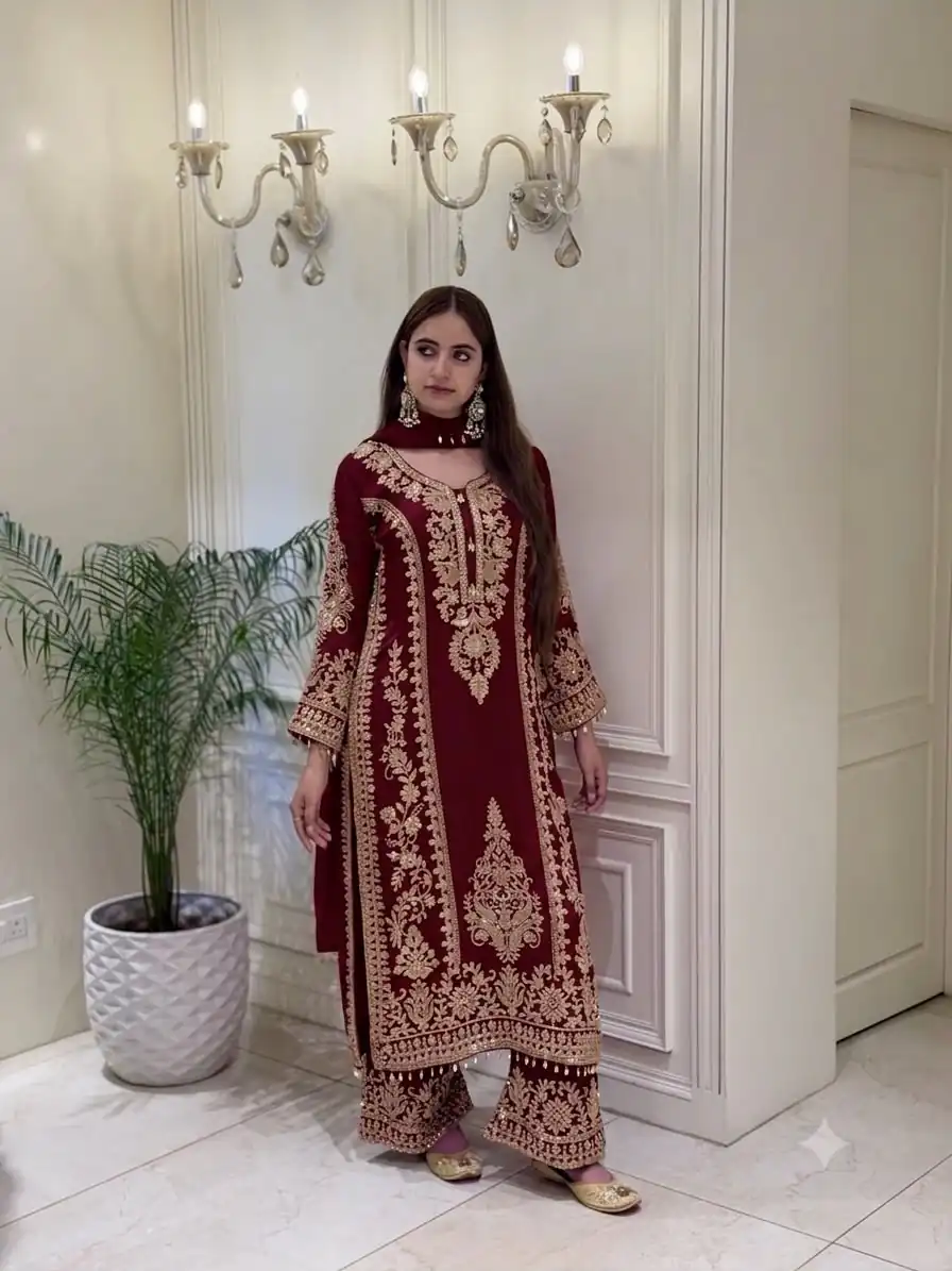 SRK 5365 Maroon Faux Georgette Salwar Suit erfect for Wedding, Party, Mehendi, Pongal, Reception – . Available at ₹2449 only. Delivery 4-6 Working Days | Jump Suits, Salwar suit, Designer Suits, Casual Suits, Creative suits, Palazzo Suits, Party Wear Suits, Patiala Suits, Straight Suits
