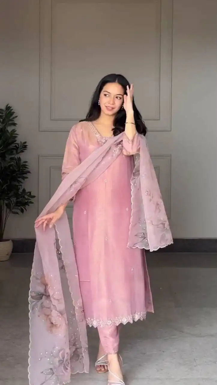 DB 006 Pink Pure Natural Crep Salwar Suit with Moti Work & Embroidery Work. Affordable Price ₹2199. Delivery 4-6 Working Days. Shop now. | Jump Suits, Salwar suit, Designer Suits, Casual Suits, Creative suits, Palazzo Suits, Party Wear Suits, Patiala Suits, Straight Suits