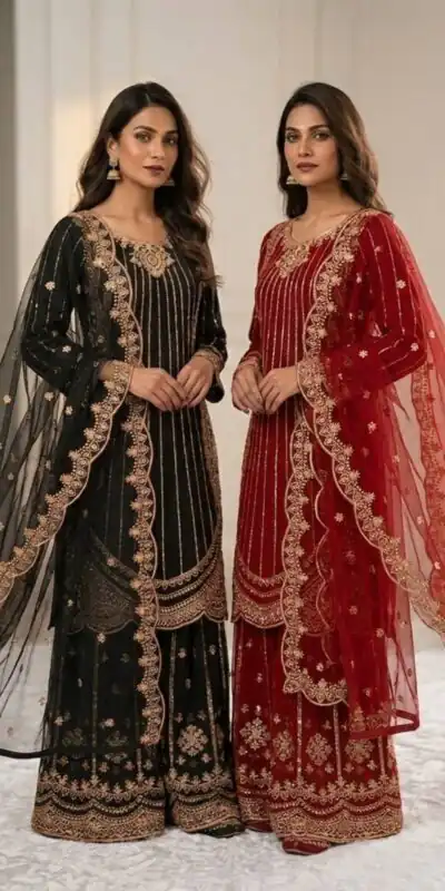VLM 331 Red Faux Georgette Salwar Suit erfect for Wedding, Party, Mehendi, Pongal, Reception – . Available at ₹2449 only. Delivery 4-6 Working Days | Jump Suits, Salwar suit, Designer Suits, Casual Suits, Creative suits, Palazzo Suits, Party Wear Suits, Patiala Suits, Straight Suits