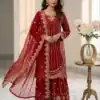 VLM 331 Red Faux Georgette Salwar Suit erfect for Wedding, Party, Mehendi, Pongal, Reception – . Available at ₹2449 only. Delivery 4-6 Working Days | Jump Suits, Salwar suit, Designer Suits, Casual Suits, Creative suits, Palazzo Suits, Party Wear Suits, Patiala Suits, Straight Suits