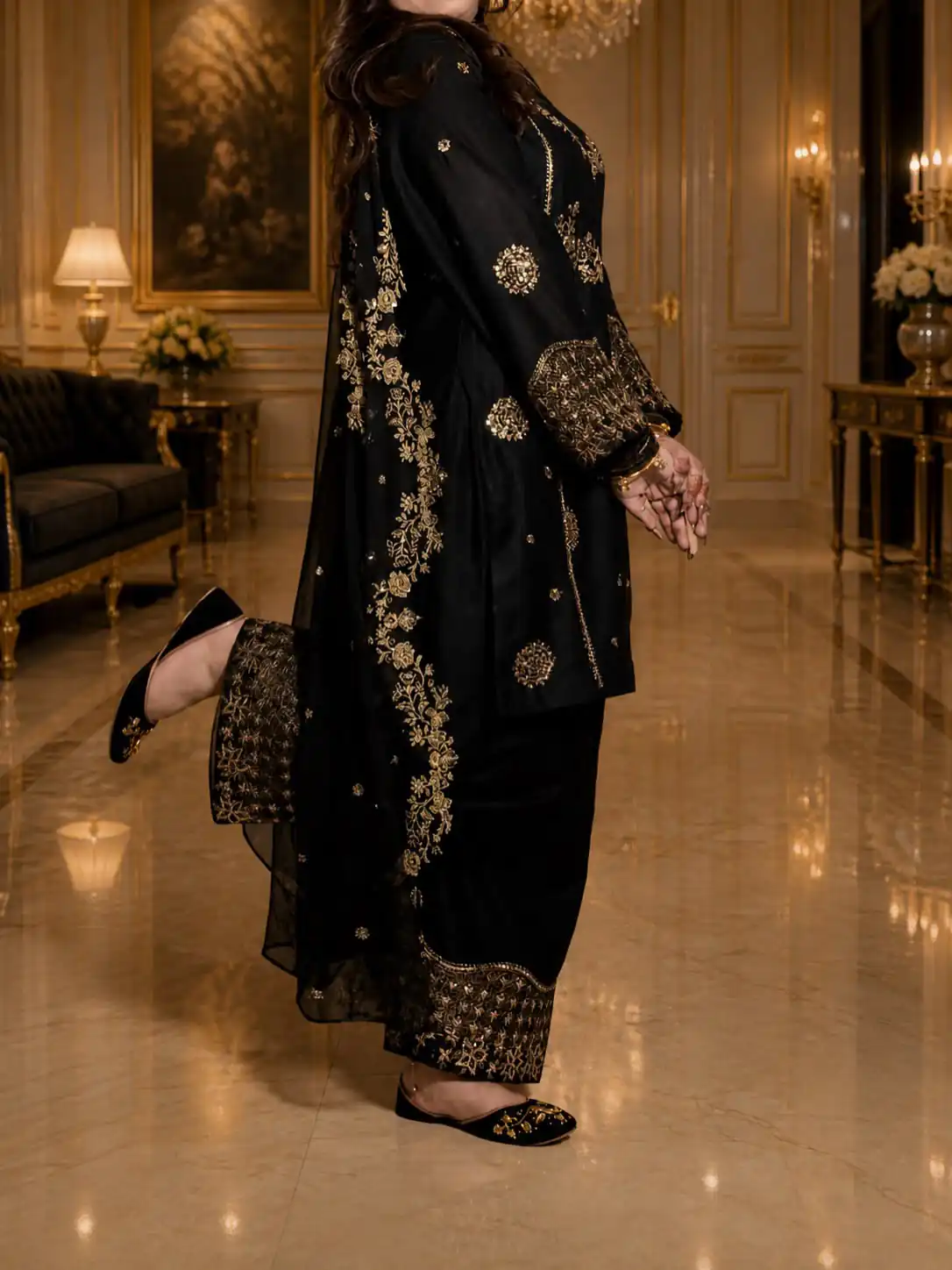 ST 251 Black Faux Georgette Salwar Suit with Mirror Work & Embroidery Work. Get it for ₹2349. Delivery 4-6 Working Days. Shop now. | Jump Suits, Salwar suit, Designer Suits, Casual Suits, Creative suits, Palazzo Suits, Party Wear Suits, Patiala Suits, Straight Suits