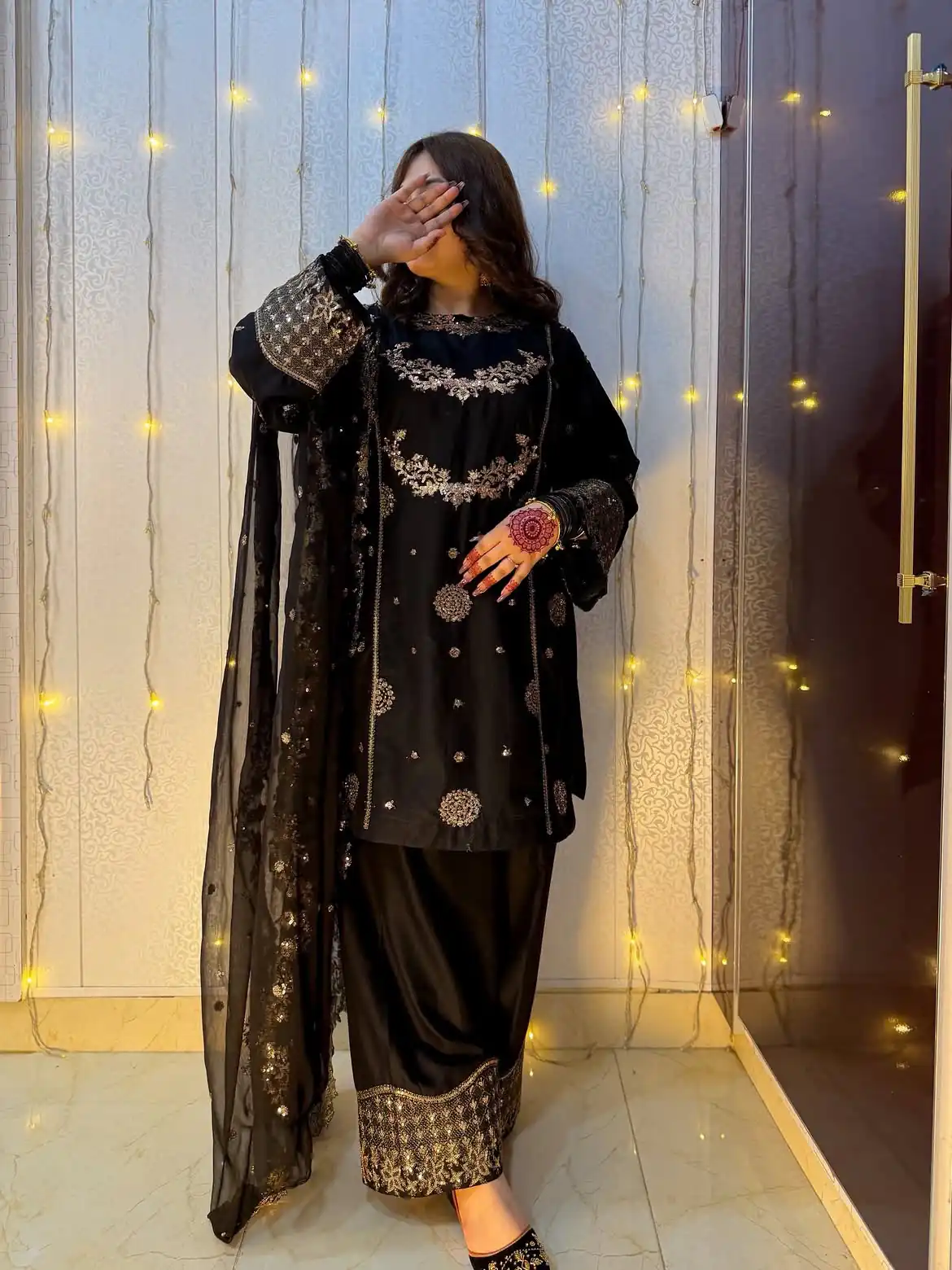 ST 251 Black Faux Georgette Salwar Suit with Mirror Work & Embroidery Work. Get it for ₹2349. Delivery 4-6 Working Days. Shop now. | Jump Suits, Salwar suit, Designer Suits, Casual Suits, Creative suits, Palazzo Suits, Party Wear Suits, Patiala Suits, Straight Suits