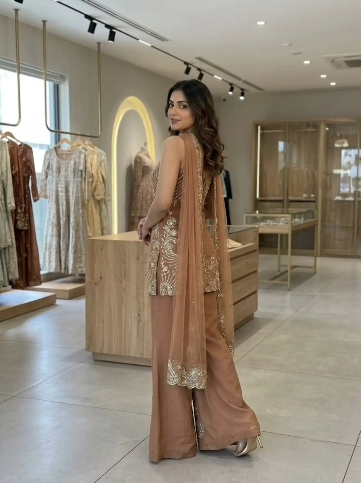 LG 2136 Brown Cos Moss Salwar Suit with Embroidery Work & Sequins Work. Affordable Price ₹2399. Delivery 4-6 Working Days. Shop now. | Jump Suits, Salwar suit, Designer Suits, Casual Suits, Creative suits, Palazzo Suits, Party Wear Suits, Patiala Suits, Straight Suits