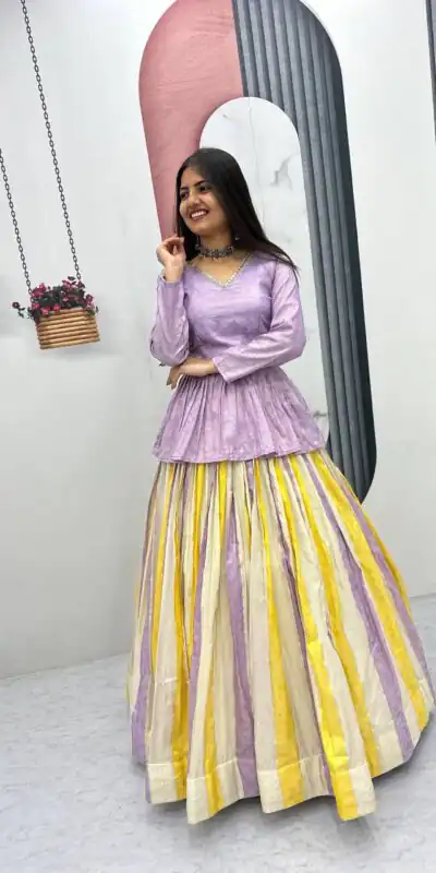PC 573 Lavender in Jacquard Silk Designer Work Lehenga Choli . Introductory Price ₹2249. Delivery 4-6 Working Days. Shop now. | Lehenga, Bollywood Lehenga, Creative Lehenga, Designer Lehenga, Embroidered Lehenga, Party Wear Lehenga