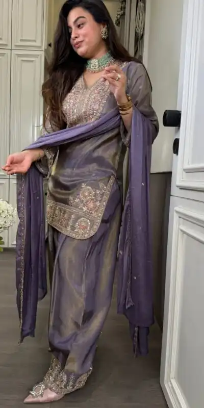 SRK 5367 Lavender Embroidery Work & Sequins Work Salwar Suit in Peach Ronald Silk. Get it for ₹2349. Delivery 4-6 Working Days. Shop now. | Jump Suits, Salwar suit, Designer Suits, Casual Suits, Creative suits, Palazzo Suits, Party Wear Suits, Patiala Suits, Straight Suits