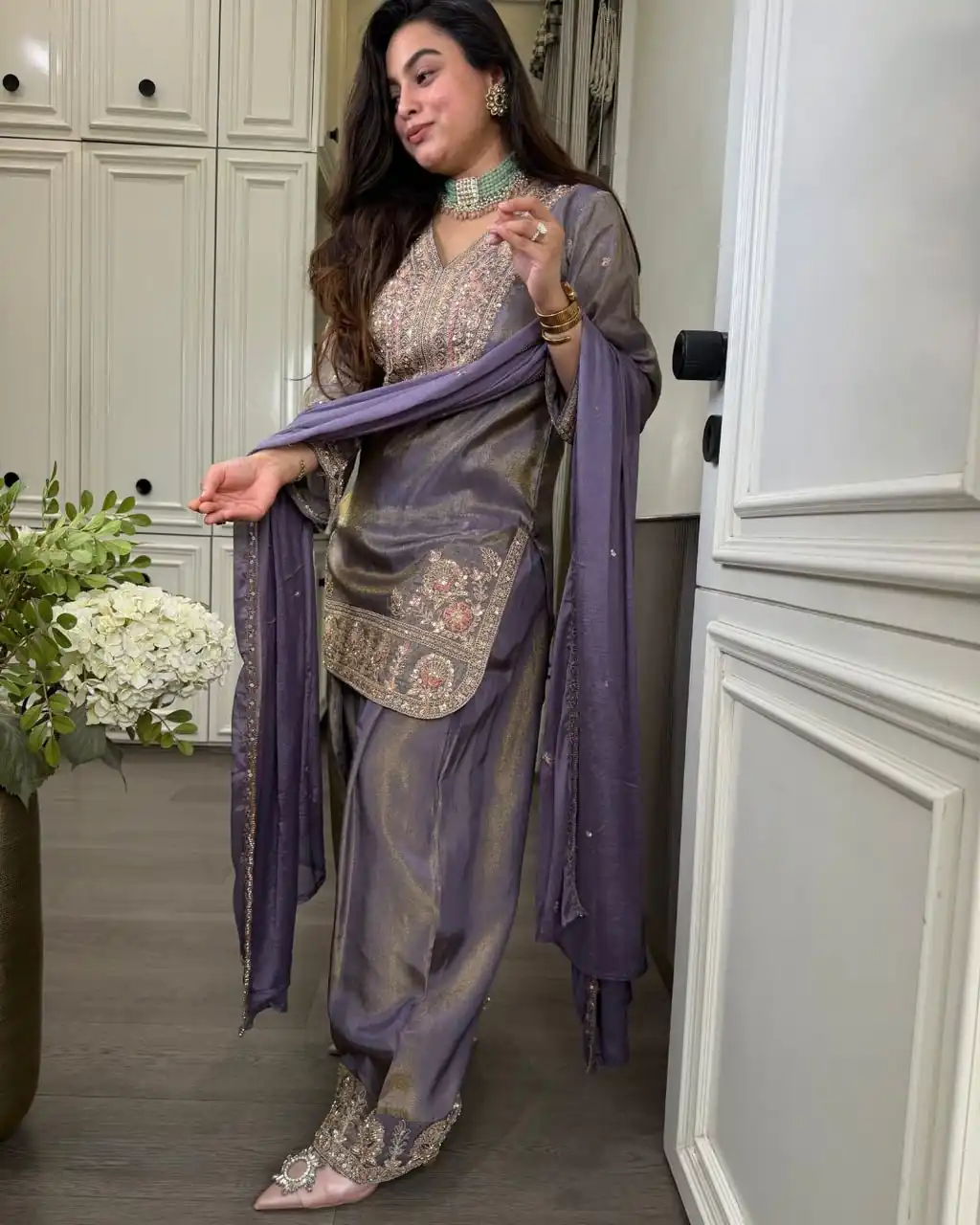 SRK 5367 Lavender Embroidery Work & Sequins Work Salwar Suit in Peach Ronald Silk. Get it for ₹2349. Delivery 4-6 Working Days. Shop now. | Jump Suits, Salwar suit, Designer Suits, Casual Suits, Creative suits, Palazzo Suits, Party Wear Suits, Patiala Suits, Straight Suits