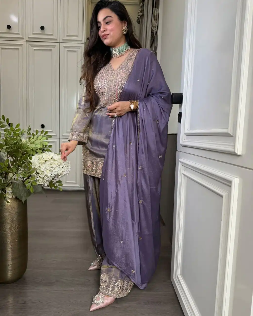 SRK 5367 Lavender Embroidery Work & Sequins Work Salwar Suit in Peach Ronald Silk. Get it for ₹2349. Delivery 4-6 Working Days. Shop now. | Jump Suits, Salwar suit, Designer Suits, Casual Suits, Creative suits, Palazzo Suits, Party Wear Suits, Patiala Suits, Straight Suits