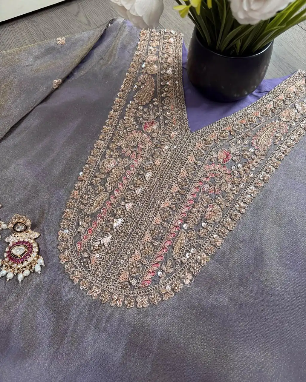 SRK 5367 Lavender Embroidery Work & Sequins Work Salwar Suit in Peach Ronald Silk. Get it for ₹2349. Delivery 4-6 Working Days. Shop now. | Jump Suits, Salwar suit, Designer Suits, Casual Suits, Creative suits, Palazzo Suits, Party Wear Suits, Patiala Suits, Straight Suits