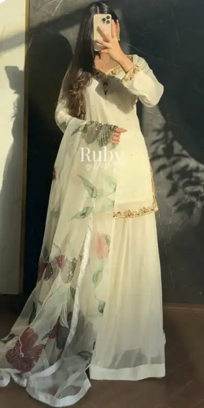 WW 1263 Off White Faux Georgette Salwar Suit with Mirror Work & Embroidery Work. Get it for ₹2149. Delivery 4-6 Working Days. Shop now. | Jump Suits, Salwar suit, Designer Suits, Casual Suits, Creative suits, Palazzo Suits, Party Wear Suits, Patiala Suits, Straight Suits