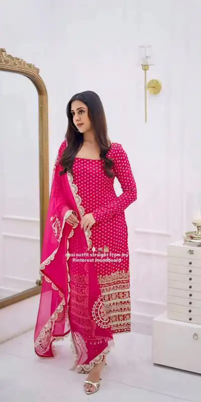 NSR 912 Pink Faux Georgette Salwar Suit with Mirror Work & Embroidery Work. Get it for ₹2349. Delivery 4-6 Working Days. Shop now. | Jump Suits, Salwar suit, Designer Suits, Casual Suits, Creative suits, Palazzo Suits, Party Wear Suits, Patiala Suits, Straight Suits