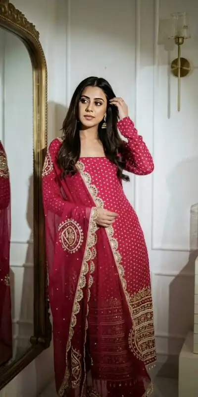 NSR 912 Pink Faux Georgette Salwar Suit with Mirror Work & Embroidery Work. Get it for ₹2349. Delivery 4-6 Working Days. Shop now. | Jump Suits, Salwar suit, Designer Suits, Casual Suits, Creative suits, Palazzo Suits, Party Wear Suits, Patiala Suits, Straight Suits