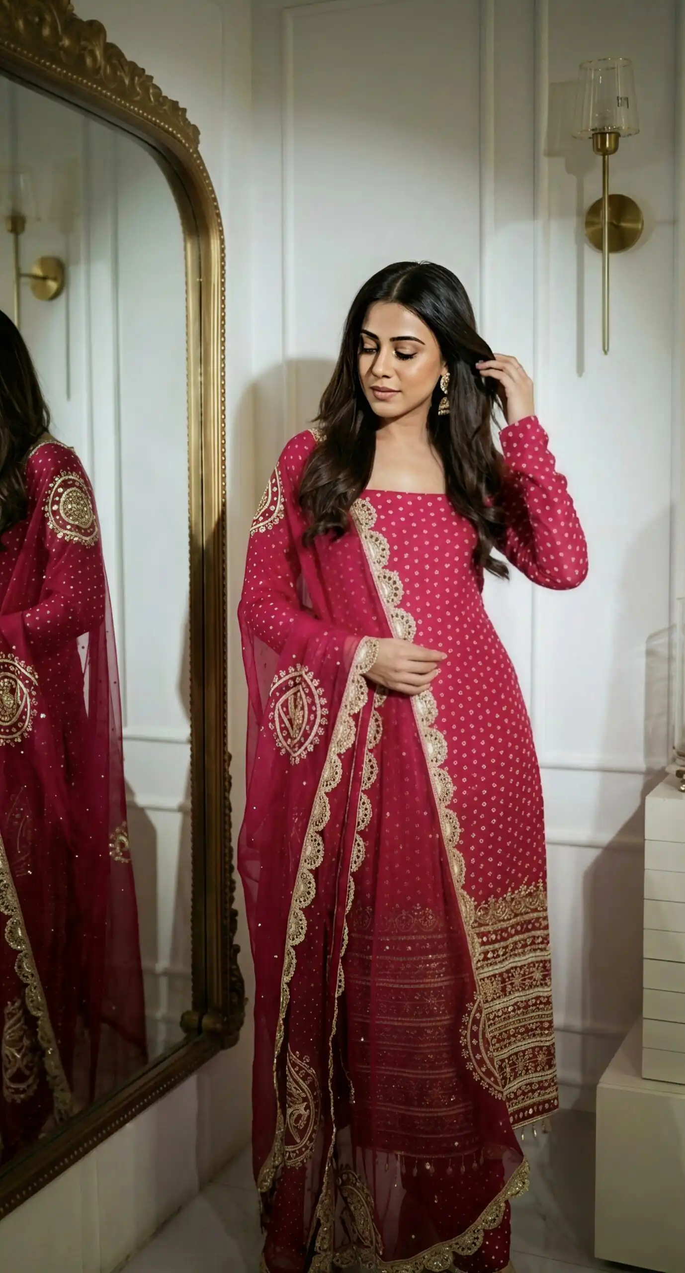 NSR 912 Pink Faux Georgette Salwar Suit with Mirror Work & Embroidery Work. Get it for ₹2349. Delivery 4-6 Working Days. Shop now. | Jump Suits, Salwar suit, Designer Suits, Casual Suits, Creative suits, Palazzo Suits, Party Wear Suits, Patiala Suits, Straight Suits