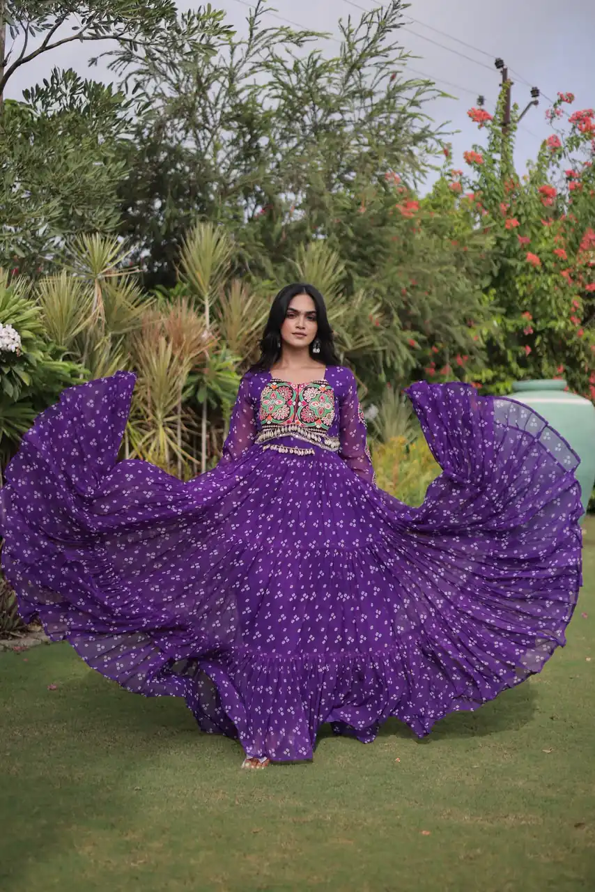 KA 1268 Purple in Colour Faux Georgette Bandhani Print Work Gown. Available at ₹2119 only. Delivery 4-6 Working Days. Shop now. | Gowns, Bollywood Gowns, Creative Gowns, Designer Gowns, Embroidered Gowns, Party Wear Gowns