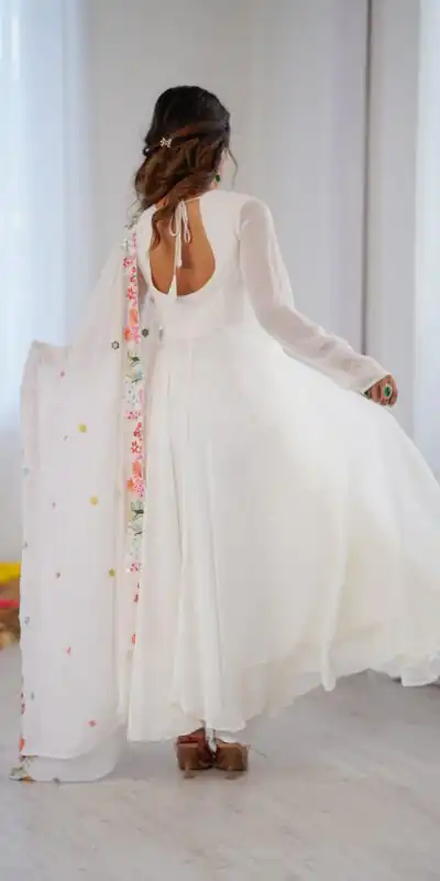 NSR 901 White Faux Georgette Salwar Suit with Lace Work & Embroidery Work. Introductory Price ₹2099. Delivery 4-6 Working Days. Shop now. | Jump Suits, Salwar suit, Designer Suits, Casual Suits, Creative suits, Palazzo Suits, Party Wear Suits, Patiala Suits, Straight Suits