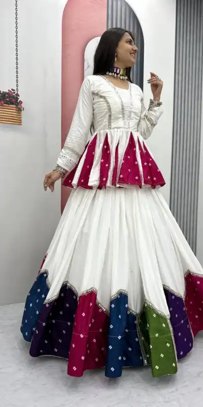 PC N54 White in Pure Cotton Mirror Work & Gamthi Work Lehenga Choli . Exclusive Offer ₹3049. Delivery 4-6 Working Days. Shop now. | Lehenga, Bollywood Lehenga, Creative Lehenga, Designer Lehenga, Embroidered Lehenga, Party Wear Lehenga