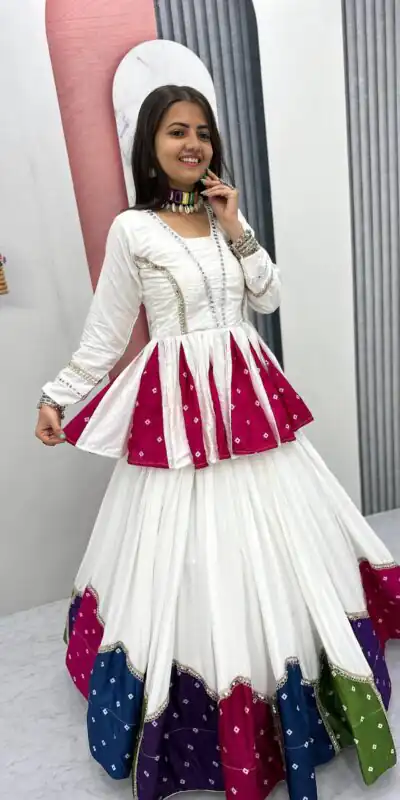 PC N54 White in Pure Cotton Mirror Work & Gamthi Work Lehenga Choli . Exclusive Offer ₹3049. Delivery 4-6 Working Days. Shop now. | Lehenga, Bollywood Lehenga, Creative Lehenga, Designer Lehenga, Embroidered Lehenga, Party Wear Lehenga