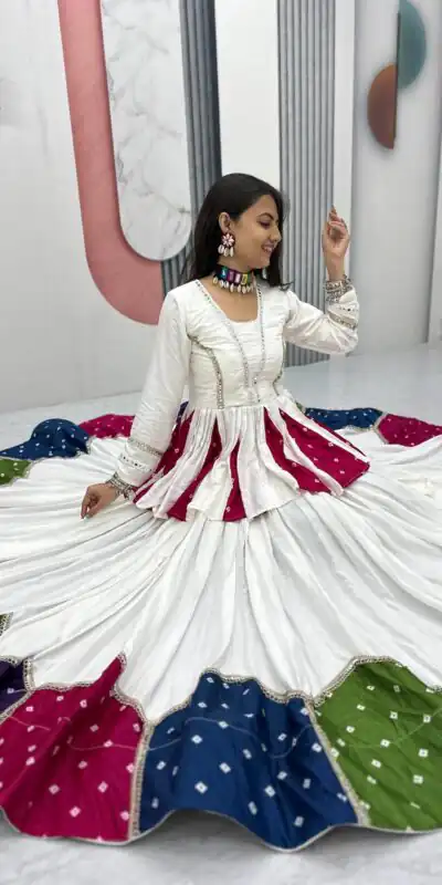 PC N54 White in Pure Cotton Mirror Work & Gamthi Work Lehenga Choli . Exclusive Offer ₹3049. Delivery 4-6 Working Days. Shop now. | Lehenga, Bollywood Lehenga, Creative Lehenga, Designer Lehenga, Embroidered Lehenga, Party Wear Lehenga