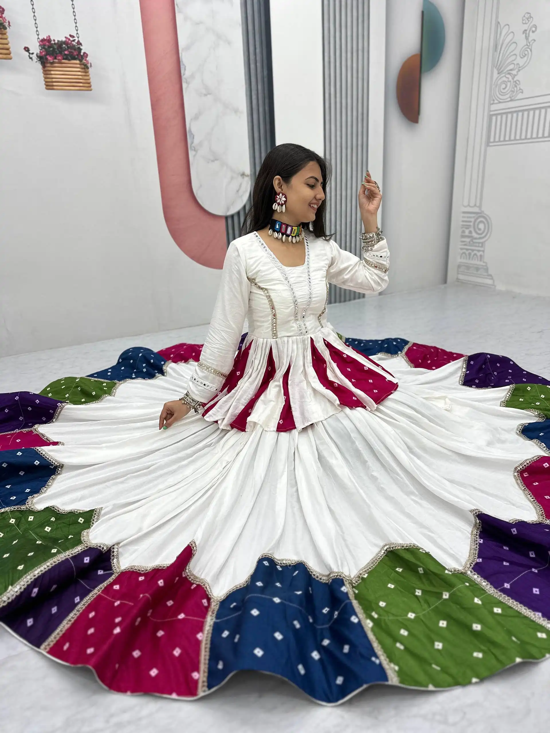 PC N54 White in Pure Cotton Mirror Work & Gamthi Work Lehenga Choli . Exclusive Offer ₹3049. Delivery 4-6 Working Days. Shop now. | Lehenga, Bollywood Lehenga, Creative Lehenga, Designer Lehenga, Embroidered Lehenga, Party Wear Lehenga