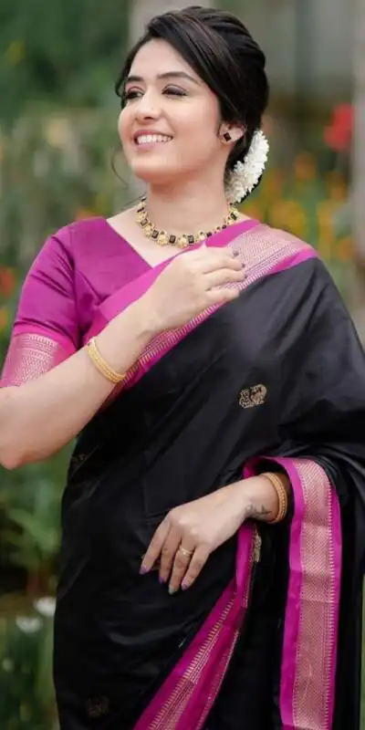 KP 7009 Black Soft Lichi Silk Saree with Lace Work & Lace Border. Introductory Price ₹1649. Delivery 4-6 Working Days. Shop now. | Sarees, Bollywood Sarees, Creative Sarees, Designer Sarees, Embroidered Sarees, Ethnic Saree, Modern Digital sarees, Party Wear Sarees
