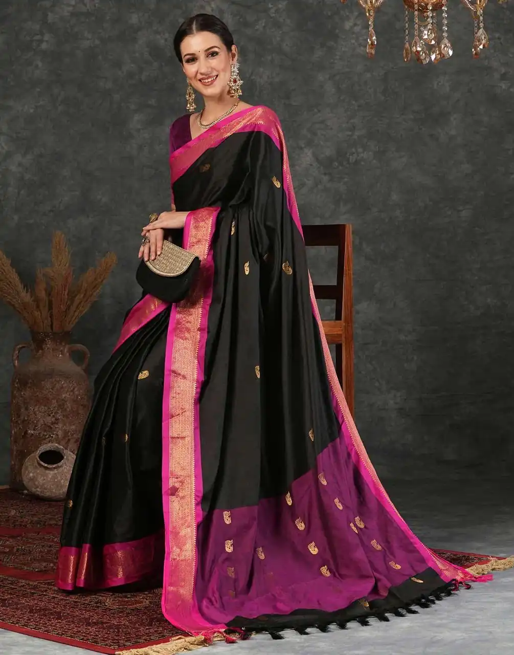 KP 7009 Black Soft Lichi Silk Saree with Lace Work & Lace Border. Introductory Price ₹1649. Delivery 4-6 Working Days. Shop now. | Sarees, Bollywood Sarees, Creative Sarees, Designer Sarees, Embroidered Sarees, Ethnic Saree, Modern Digital sarees, Party Wear Sarees