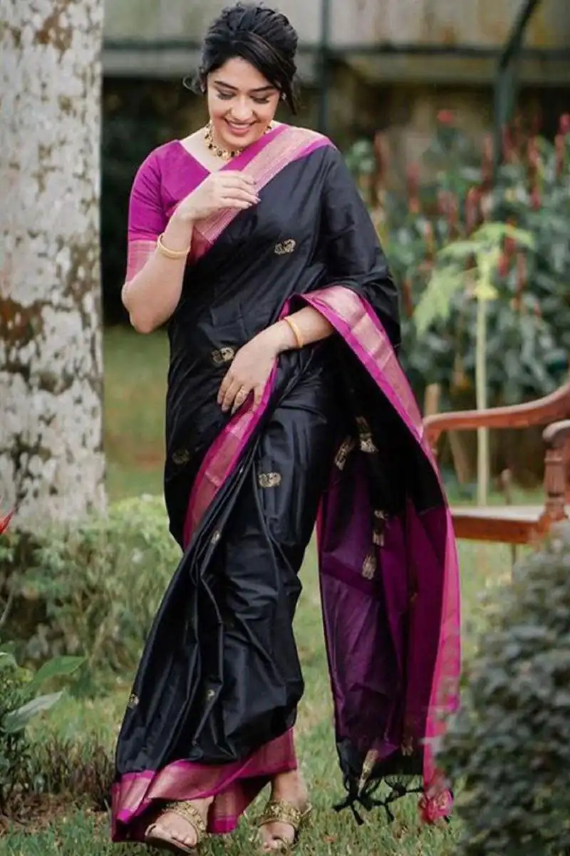 KP 7009 Black Soft Lichi Silk Saree with Lace Work & Lace Border. Introductory Price ₹1649. Delivery 4-6 Working Days. Shop now. | Sarees, Bollywood Sarees, Creative Sarees, Designer Sarees, Embroidered Sarees, Ethnic Saree, Modern Digital sarees, Party Wear Sarees
