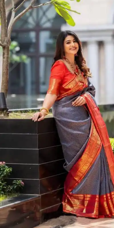 KPR 274 Grey Soft Lichi Silk Saree with Lace Work & Lace Border. Introductory Price ₹1649. Delivery 4-6 Working Days. Shop now. | Sarees, Bollywood Sarees, Creative Sarees, Designer Sarees, Embroidered Sarees, Ethnic Saree, Modern Digital sarees, Party Wear Sarees