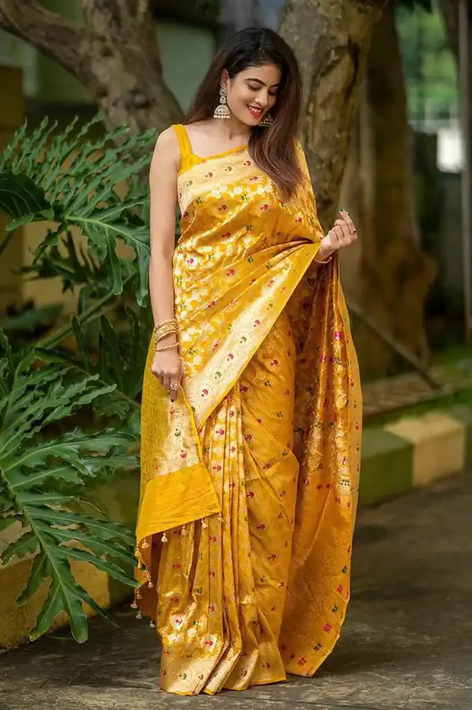 KP 6080 Yellow Soft Lichi Silk Saree with Lace Work & Lace Border. Introductory Price ₹1649. Delivery 4-6 Working Days. Shop now. | Sarees, Bollywood Sarees, Creative Sarees, Designer Sarees, Embroidered Sarees, Ethnic Saree, Modern Digital sarees, Party Wear Sarees