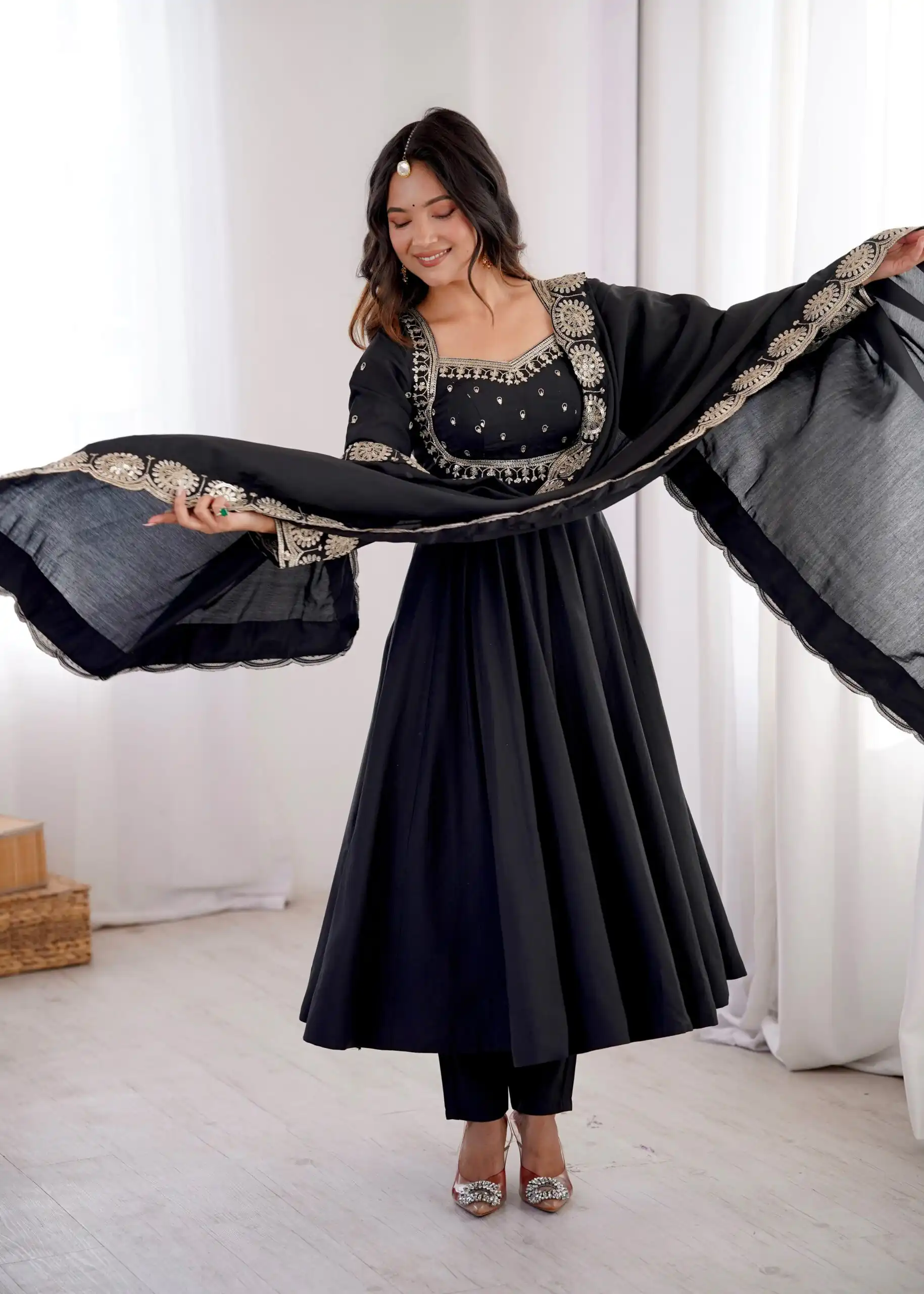 ZF 5026  Black Colour Roman Silk Salwar Suit with Embroidery Work. Best Price ₹2399. Delivery 4-6 Working Days. Online Shop now. | Anarkali Suits, Bollywood Anarkali, Creative-Anarkali, Designer Anarkali, Embroidered Anarkali, Party Wear Anarkali