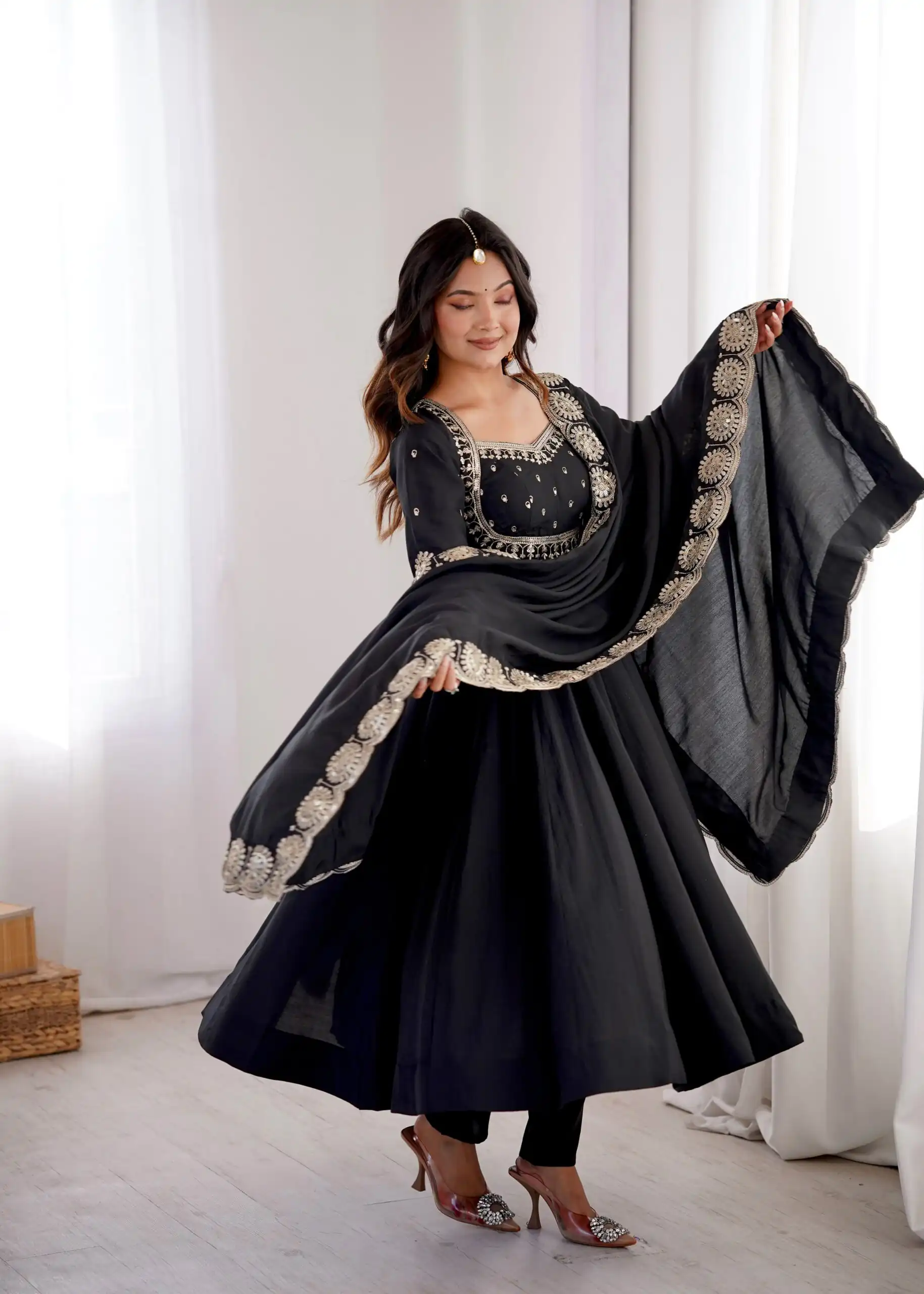 ZF 5026  Black Colour Roman Silk Salwar Suit with Embroidery Work. Best Price ₹2399. Delivery 4-6 Working Days. Online Shop now. | Anarkali Suits, Bollywood Anarkali, Creative-Anarkali, Designer Anarkali, Embroidered Anarkali, Party Wear Anarkali