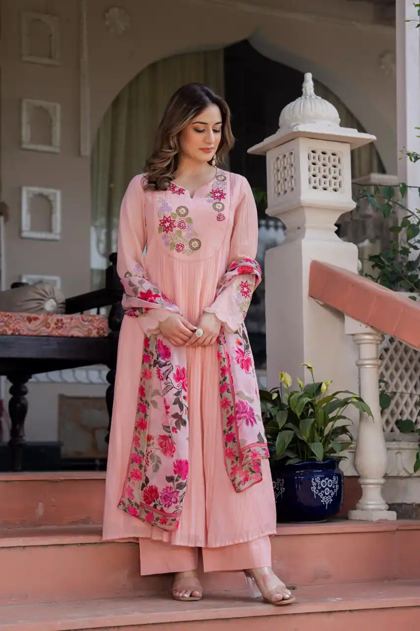 DIVA 166 Peach Mal Chanderi Salwar Suit Perfect for Wedding, Party, Baisakhi, Housewarming, Sangeet – Introductory Price ₹2249. Delivery 4-6 Working D | Jump Suits, Salwar suit, Designer Suits, Casual Suits, Creative suits, Palazzo Suits, Party Wear Suits, Patiala Suits, Straight Suits