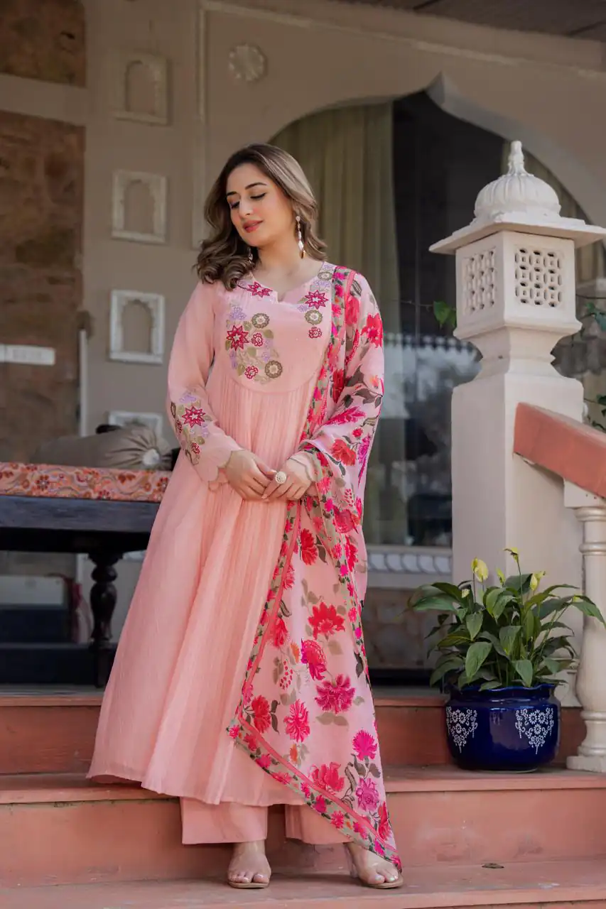 DIVA 166 Peach Mal Chanderi Salwar Suit Perfect for Wedding, Party, Baisakhi, Housewarming, Sangeet – Introductory Price ₹2249. Delivery 4-6 Working D | Jump Suits, Salwar suit, Designer Suits, Casual Suits, Creative suits, Palazzo Suits, Party Wear Suits, Patiala Suits, Straight Suits