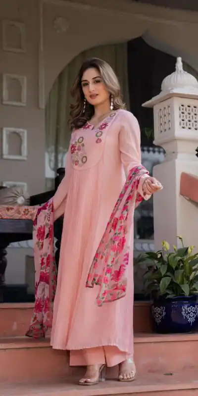DIVA 166 Peach Mal Chanderi Salwar Suit Perfect for Wedding, Party, Baisakhi, Housewarming, Sangeet – Introductory Price ₹2249. Delivery 4-6 Working D | Jump Suits, Salwar suit, Designer Suits, Casual Suits, Creative suits, Palazzo Suits, Party Wear Suits, Patiala Suits, Straight Suits