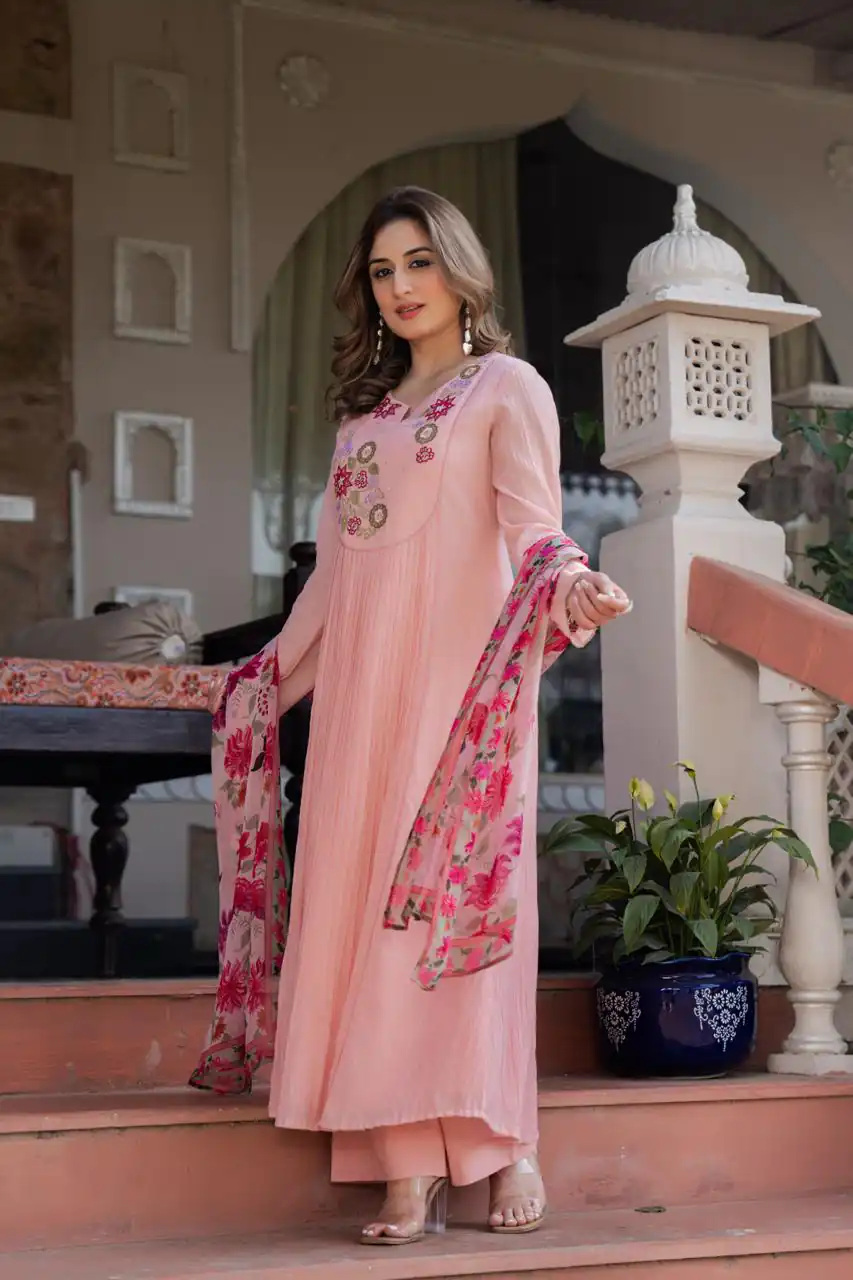 DIVA 166 Peach Mal Chanderi Salwar Suit Perfect for Wedding, Party, Baisakhi, Housewarming, Sangeet – Introductory Price ₹2249. Delivery 4-6 Working D | Jump Suits, Salwar suit, Designer Suits, Casual Suits, Creative suits, Palazzo Suits, Party Wear Suits, Patiala Suits, Straight Suits