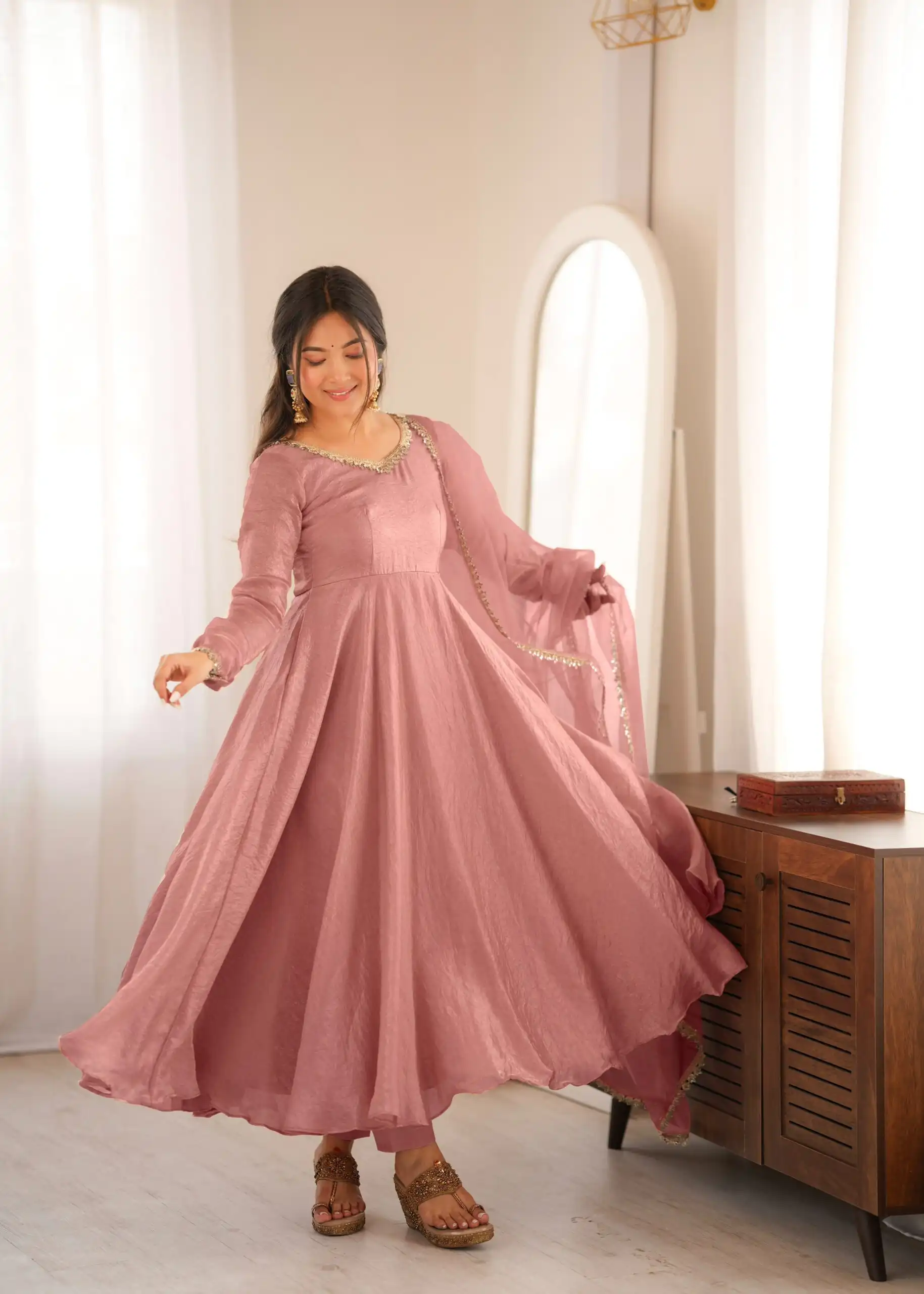 SRK 5355 Pink Doremon Crush Gown with Lace Work & Mirror Work. Exclusive Offer ₹2099. Delivery 4-6 Working Days. Shop now. | Gowns, Bollywood Gowns, Creative Gowns, Designer Gowns, Embroidered Gowns, Party Wear Gowns