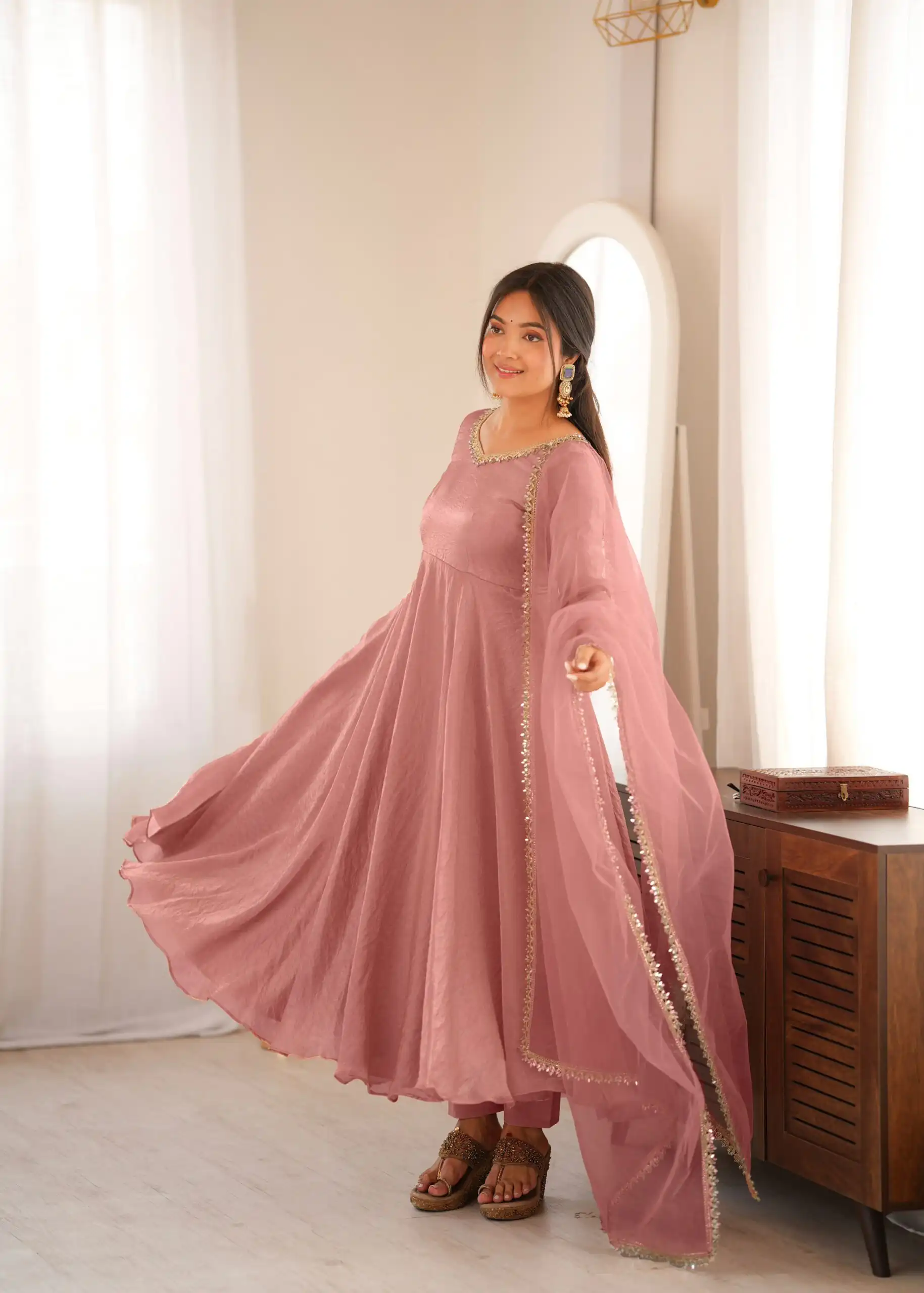 SRK 5355 Pink Doremon Crush Gown with Lace Work & Mirror Work. Exclusive Offer ₹2099. Delivery 4-6 Working Days. Shop now. | Gowns, Bollywood Gowns, Creative Gowns, Designer Gowns, Embroidered Gowns, Party Wear Gowns