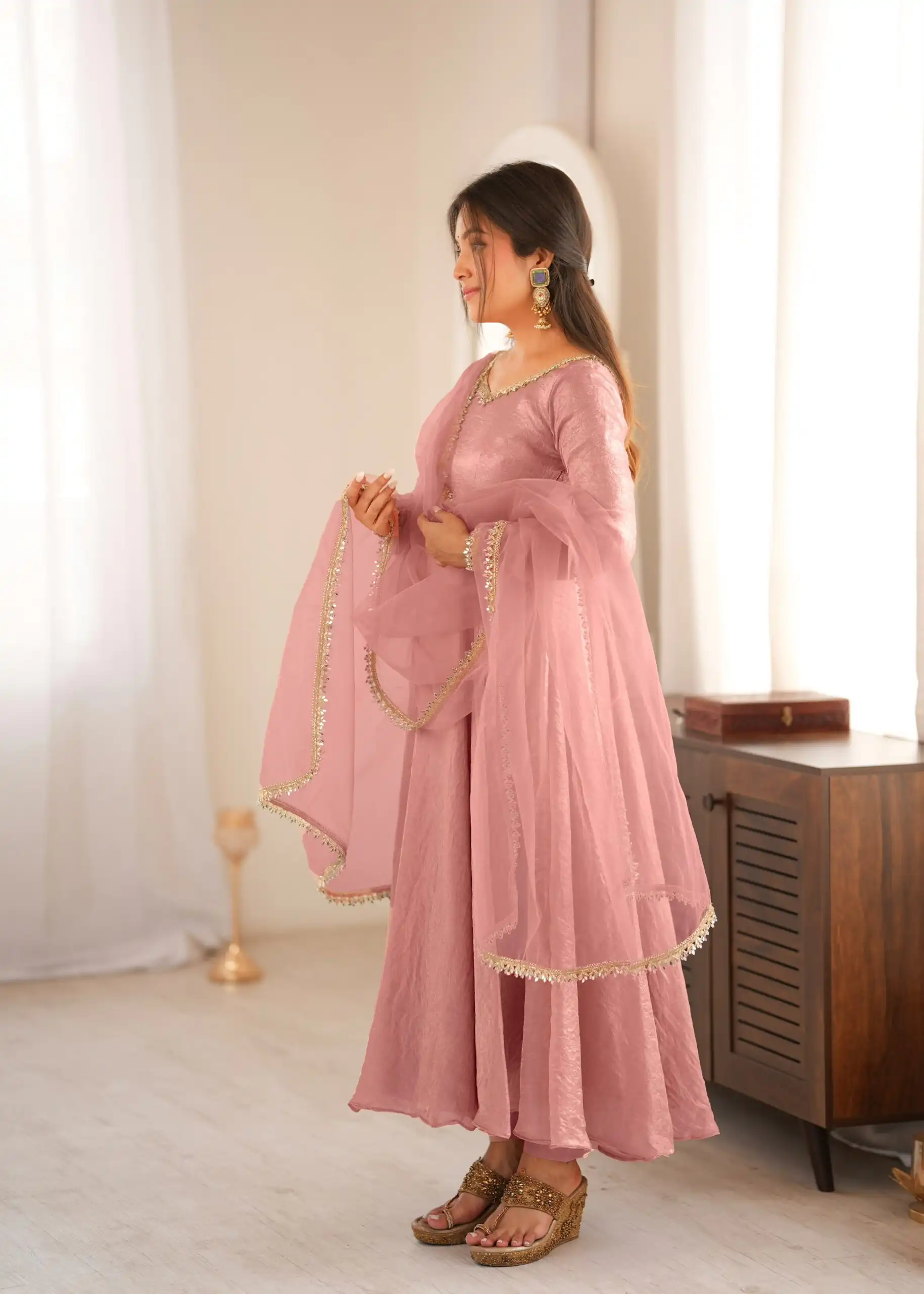 SRK 5355 Pink Doremon Crush Gown with Lace Work & Mirror Work. Exclusive Offer ₹2099. Delivery 4-6 Working Days. Shop now. | Gowns, Bollywood Gowns, Creative Gowns, Designer Gowns, Embroidered Gowns, Party Wear Gowns