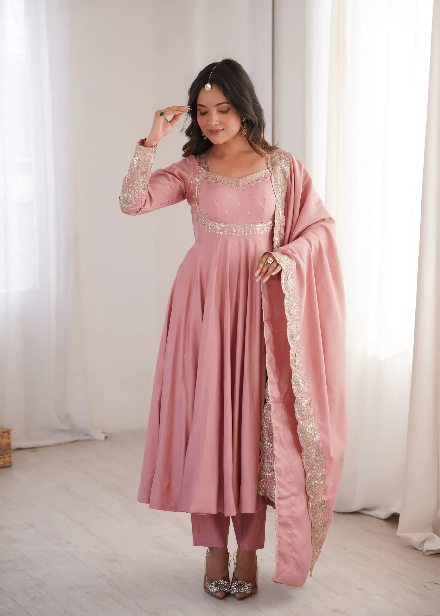 ZF 5026  Pink Colour Roman Silk Salwar Suit with Embroidery Work. Best Price ₹2399. Delivery 4-6 Working Days. Online Shop now. | Anarkali Suits, Bollywood Anarkali, Creative-Anarkali, Designer Anarkali, Embroidered Anarkali, Party Wear Anarkali