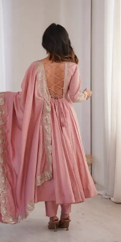 ZF 5026 Pink Colour Roman Silk Salwar Suit with Embroidery Work. Best Price ₹2399. Delivery 4-6 Working Days. Online Shop now. | Anarkali Suits, Bollywood Anarkali, Creative-Anarkali, Designer Anarkali, Embroidered Anarkali, Party Wear Anarkali