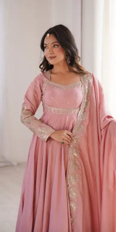 ZF 5026 Pink Colour Roman Silk Salwar Suit with Embroidery Work. Best Price ₹2399. Delivery 4-6 Working Days. Online Shop now. | Anarkali Suits, Bollywood Anarkali, Creative-Anarkali, Designer Anarkali, Embroidered Anarkali, Party Wear Anarkali