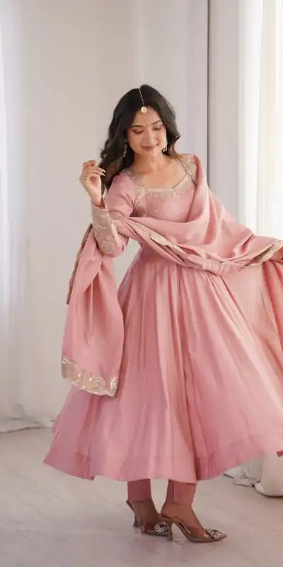 ZF 5026 Pink Colour Roman Silk Salwar Suit with Embroidery Work. Best Price ₹2399. Delivery 4-6 Working Days. Online Shop now. | Anarkali Suits, Bollywood Anarkali, Creative-Anarkali, Designer Anarkali, Embroidered Anarkali, Party Wear Anarkali