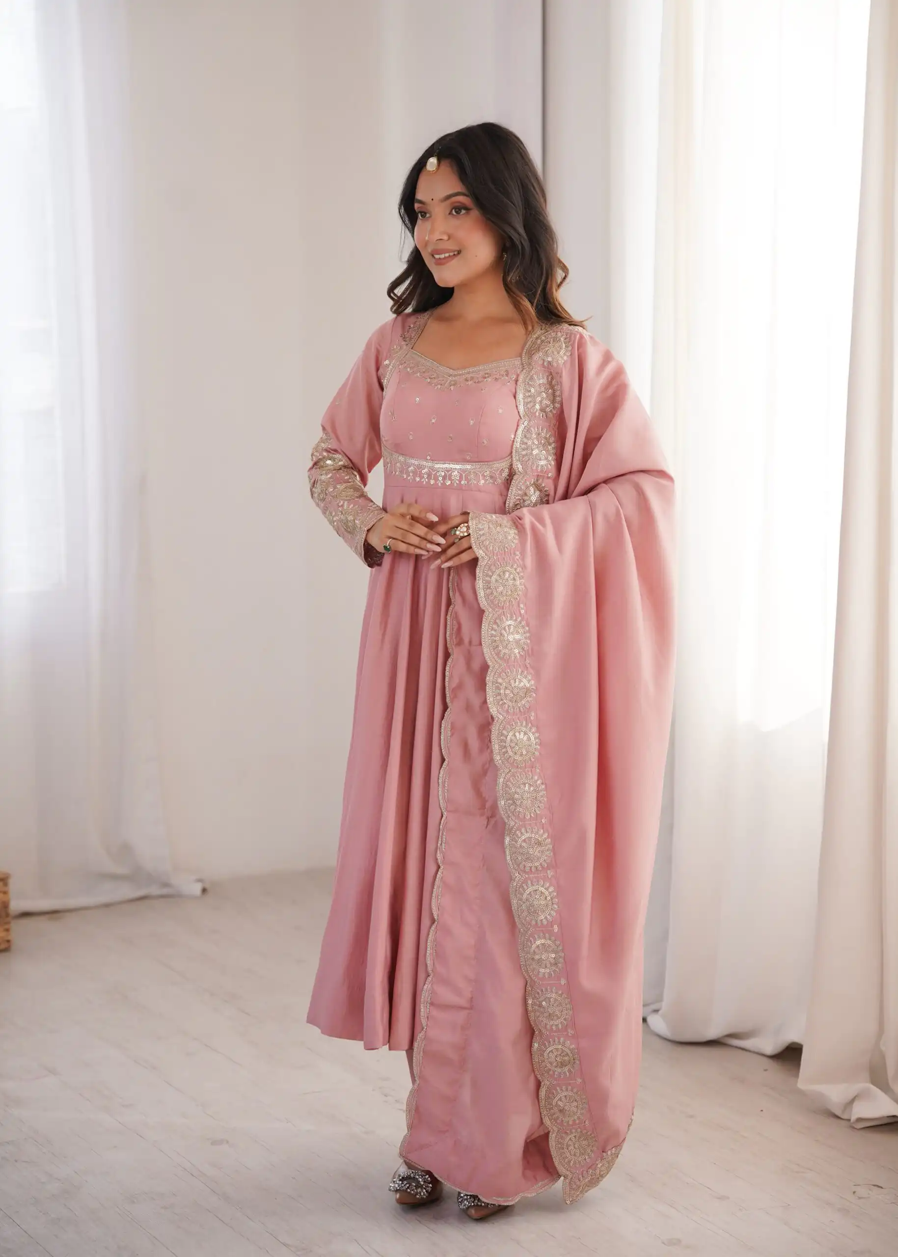 ZF 5026  Pink Colour Roman Silk Salwar Suit with Embroidery Work. Best Price ₹2399. Delivery 4-6 Working Days. Online Shop now. | Anarkali Suits, Bollywood Anarkali, Creative-Anarkali, Designer Anarkali, Embroidered Anarkali, Party Wear Anarkali