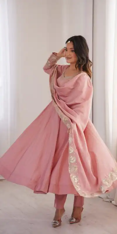 ZF 5026 Pink Colour Roman Silk Salwar Suit with Embroidery Work. Best Price ₹2399. Delivery 4-6 Working Days. Online Shop now. | Anarkali Suits, Bollywood Anarkali, Creative-Anarkali, Designer Anarkali, Embroidered Anarkali, Party Wear Anarkali