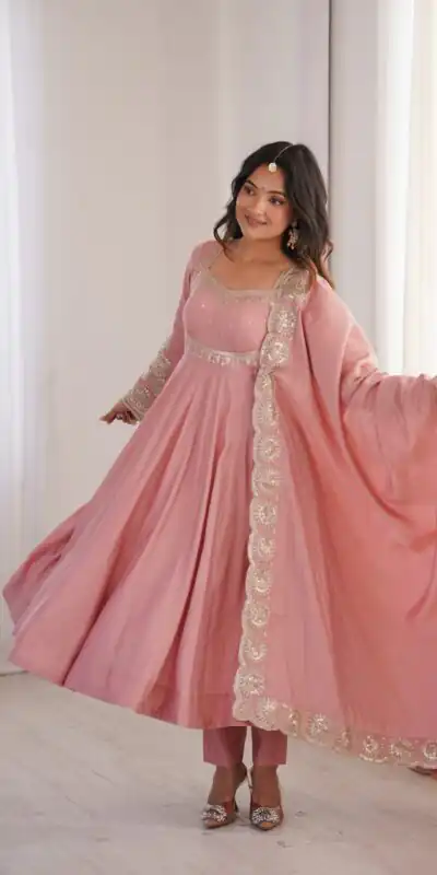ZF 5026 Pink Colour Roman Silk Salwar Suit with Embroidery Work. Best Price ₹2399. Delivery 4-6 Working Days. Online Shop now. | Anarkali Suits, Bollywood Anarkali, Creative-Anarkali, Designer Anarkali, Embroidered Anarkali, Party Wear Anarkali