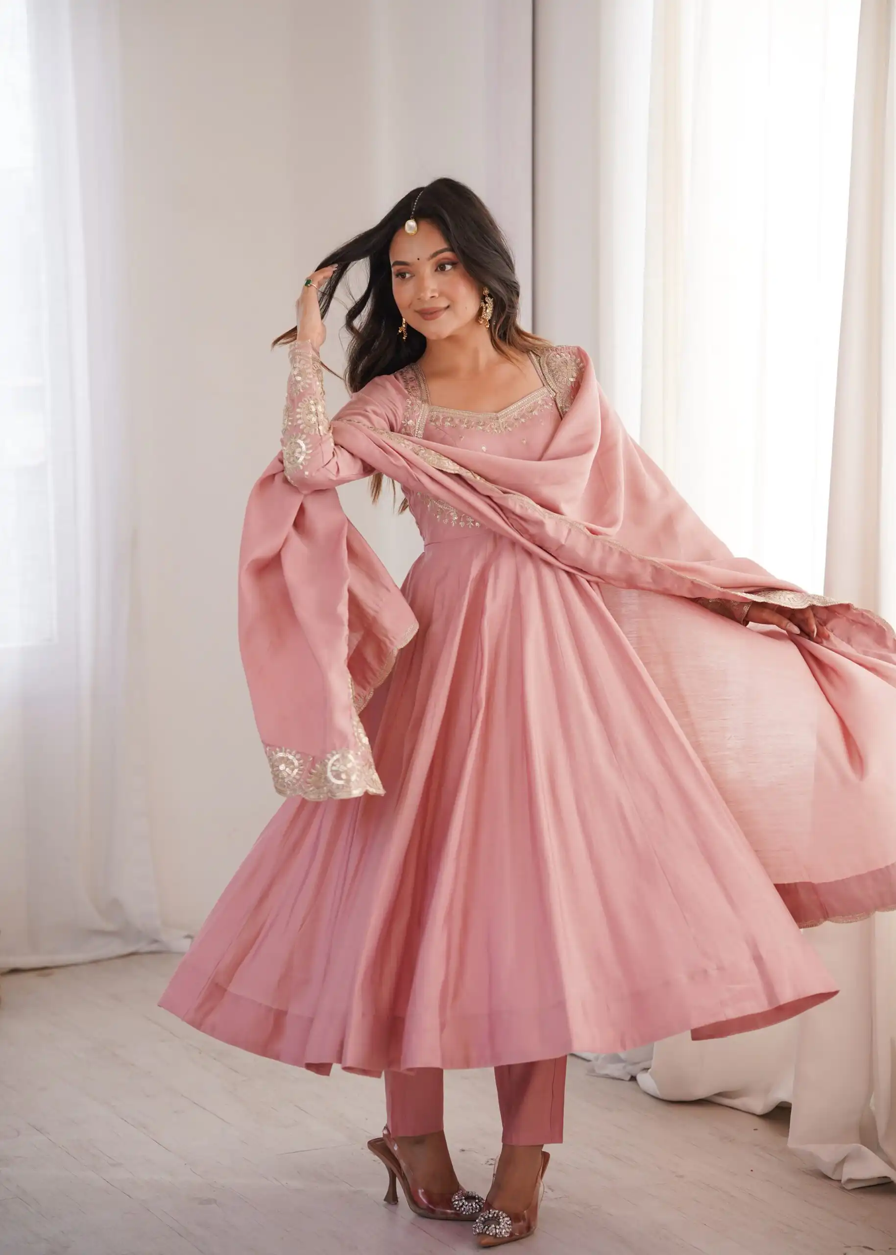 ZF 5026  Pink Colour Roman Silk Salwar Suit with Embroidery Work. Best Price ₹2399. Delivery 4-6 Working Days. Online Shop now. | Anarkali Suits, Bollywood Anarkali, Creative-Anarkali, Designer Anarkali, Embroidered Anarkali, Party Wear Anarkali